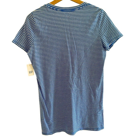 NWT GAP Blue Striped V-Neck Women's Top MEDIUM TALL - Picture 4 of 4